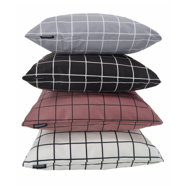 Vierkantjes Grijs/Wit | 45 x 45 cm | Kussenhoes | Katoen/Polyester