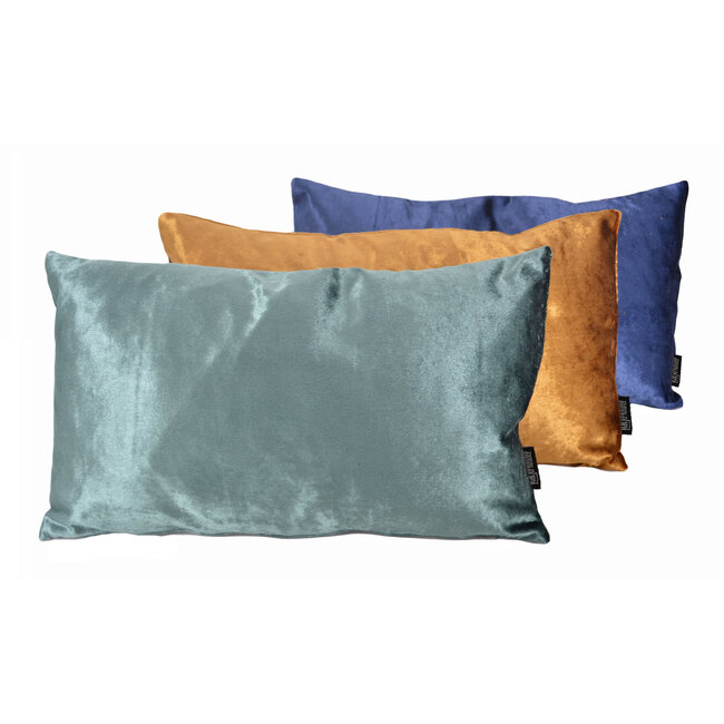 Velvet Shine Blau Kissenbezug | 30x50 cm | Samt/Polyester