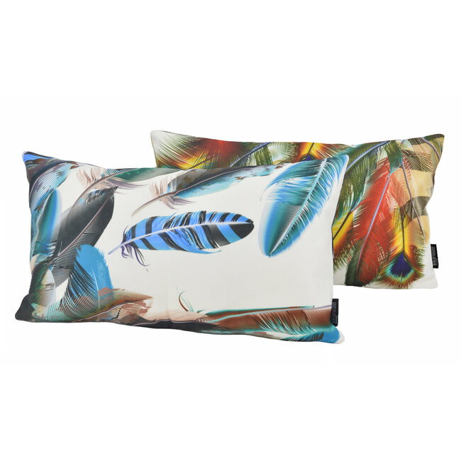 Blue/Green Peacock - Outdoor Kussenhoes | 30x50 cm | Katoen