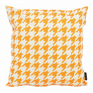 Gek op kussens! Pied-de-Poule Okergeel - Outdoor Kussenhoes | 45x45 cm | Katoen