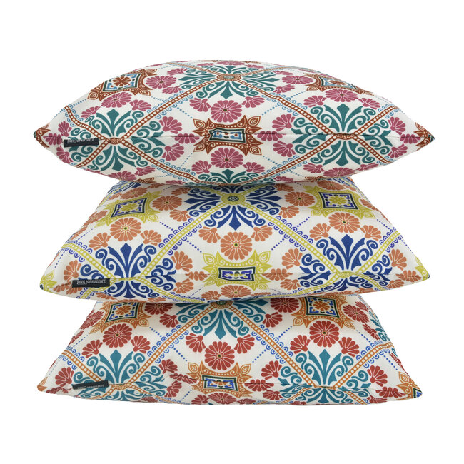 Mozaiek Roze/Groen - Outdoor | 45 x 45 cm | Kussenhoes | Katoen