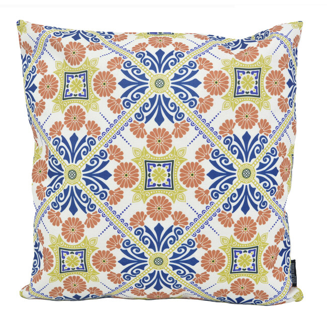 Mozaiek Oranje/Blauw - Outdoor | 45 x 45 cm | Kussenhoes | Katoen