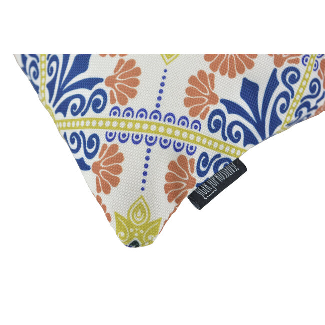 Mozaiek Orange/Blau - Outdoor Kissenbezug | 45x45 cm | Baumwolle