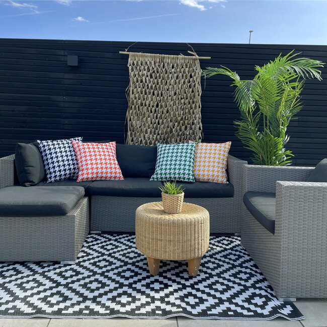 Pied-de-Poule Okergeel - Outdoor Kussenhoes | 45x45 cm | Katoen