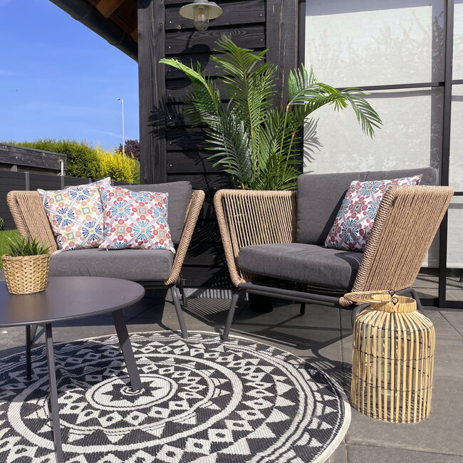 Mozaiek Oranje/Blauw - Outdoor Kussenhoes | 45x45 cm | Katoen