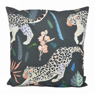 Gek op kussens! Leopard - Outdoor Schwarz Kissenbezug | 45x45 cm | Baumwolle