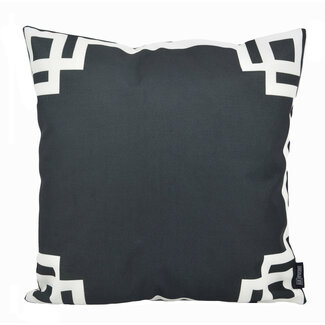 Gek op kussens! Black & White Greek Key - Outdoor Kissenbezug | 45x45 cm | Baumwolle