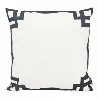 Gek op kussens! White & Black Greek Key - Outdoor Kussenhoes | 45x45 cm | Katoen