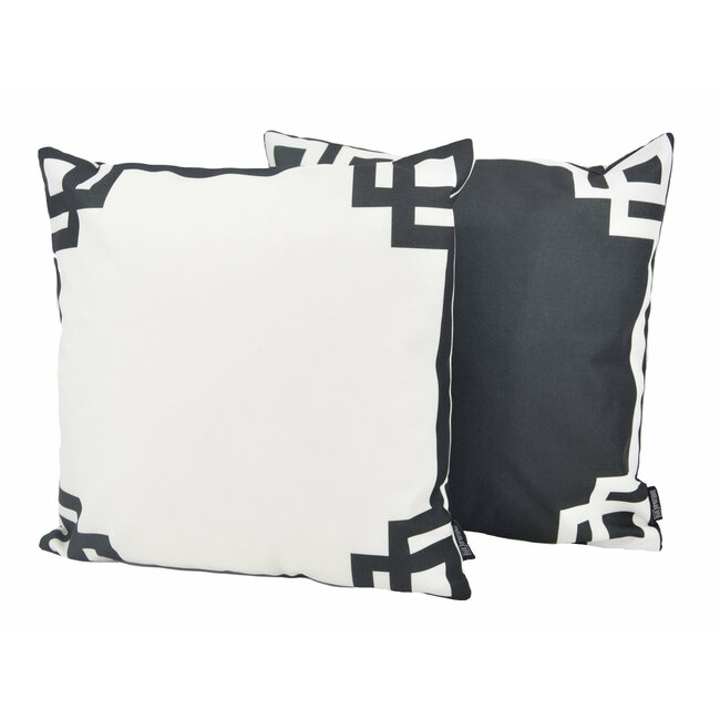 White & Black Greek Key - Outdoor | 45 x 45 cm | Kussenhoes | Katoen