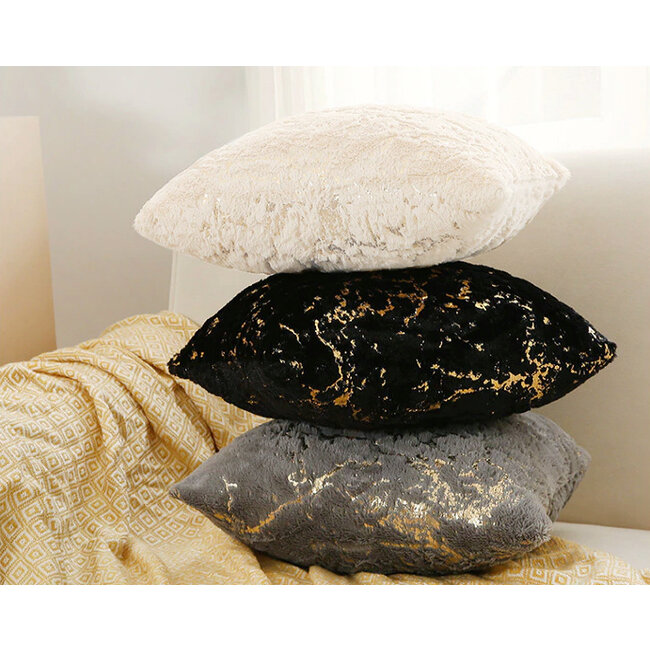 Marble Furry Grey Kissenbezug | 45x45 cm | Polyester