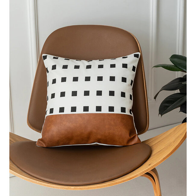 Vida Nova #1 | 45 x 45 cm | Kussenhoes | Katoen / PU Leder