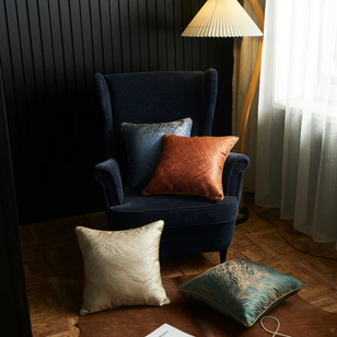Zinzi Gold/Blue Kussenhoes | 45x45 cm | Jacquard/Polyester