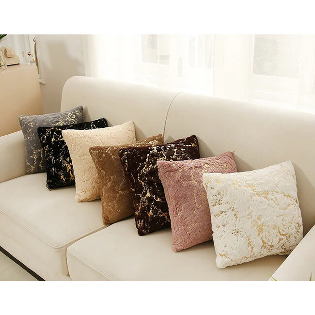 Marble Furry Grey Kussenhoes | 45x45 cm | Polyester