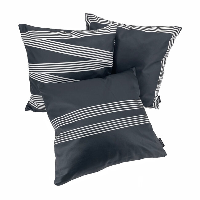 Zwart/Wit Vierkant - Outdoor Kussenhoes | 45x45 cm | Polyester