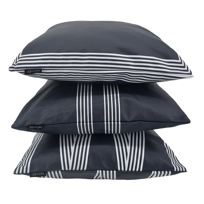 Zwart/Wit Vierkant - Outdoor Kussenhoes | 45x45 cm | Polyester