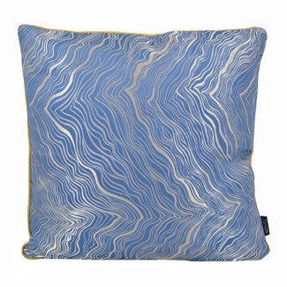 NOVÉE Zinzi Gold/Blue Kussenhoes | 45x45 cm | Jacquard/Polyester