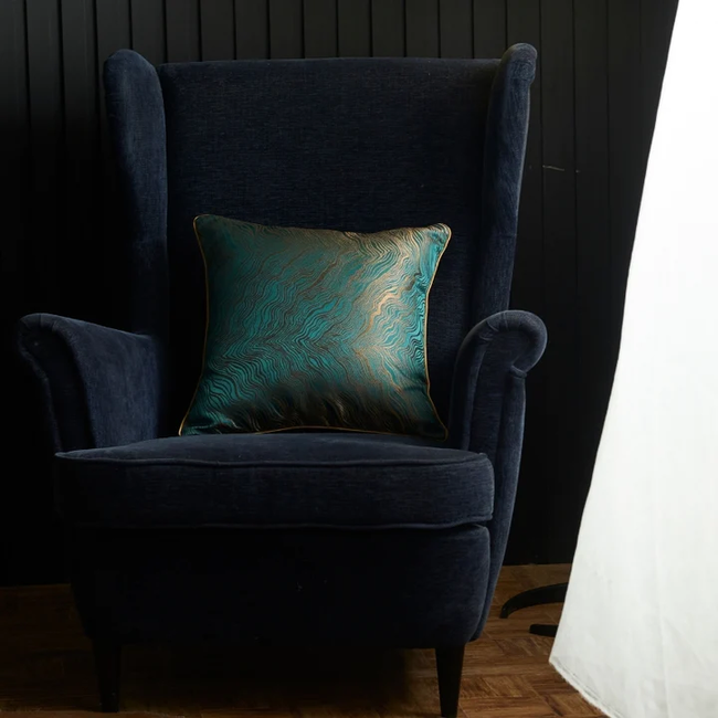 Zinzi Gold / Green | 45 x 45 cm | Kussenhoes | Jacquard / Polyester