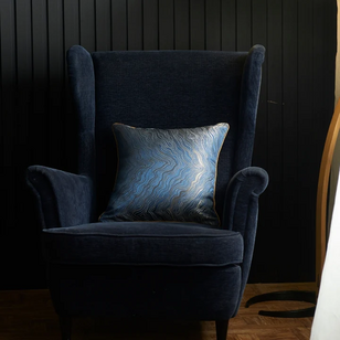 Zinzi Gold/Blue Kussenhoes | 45x45 cm | Jacquard/Polyester
