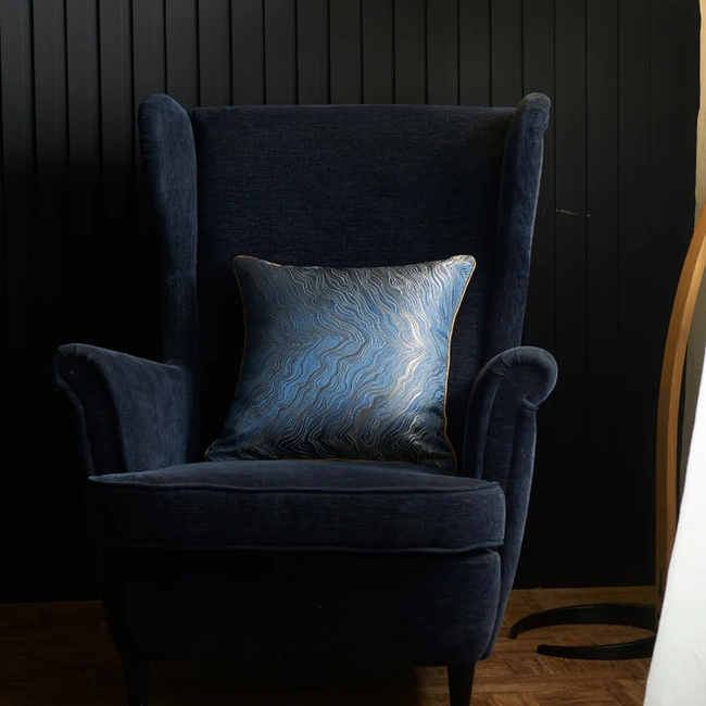 Zinzi Gold / Blue | 45 x 45 cm | Kussenhoes | Jacquard / Polyester