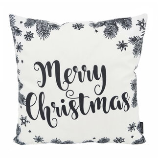 Gek op kussens! Black/White Christmas Kussenhoes | 45x45 cm | Katoen/Polyester