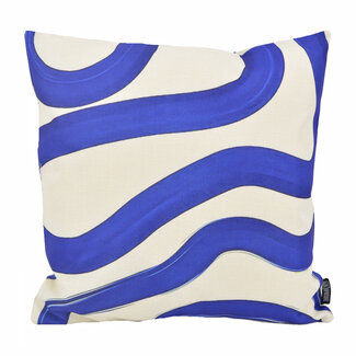 Gek op kussens! Royal Blue Lines Kussenhoes | 45x45 cm | Katoen/Linnen