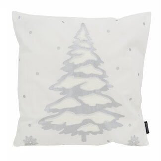 NOVÉE Kerstboom Zilver | 45 x 45 cm | Kussenhoes | Katoen/Polyester