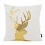 Deer/Hert - Wit/Goud | 45 x 45 cm | Kussenhoes | Katoen/Polyester