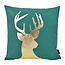 Deer/Hert - Groen/Goud | 45 x 45 cm | Kussenhoes | Katoen/Polyester