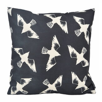 Gek op kussens! Black Birds Kussenhoes | 45x45 cm | Katoen/Linnen