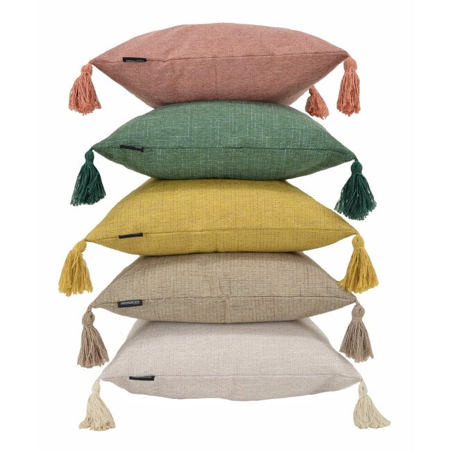 Tassle Washed Green | 45 x 45 cm | Kussenhoes | Katoen