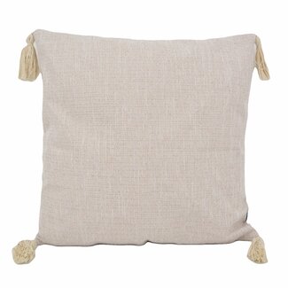Gek op kussens! Tassle Washed Cream Kussenhoes | 45x45 cm | Katoen