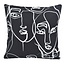 Sierkussen Abstract Face Black - Outdoor | 45 x 45 cm | Katoen/Polyester