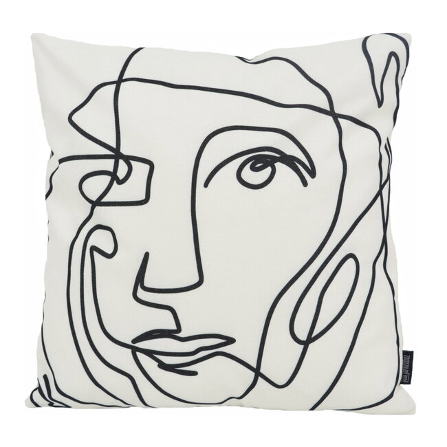 Sierkussen Abstract Face White - Outdoor | 45 x 45 cm | Katoen/Polyester