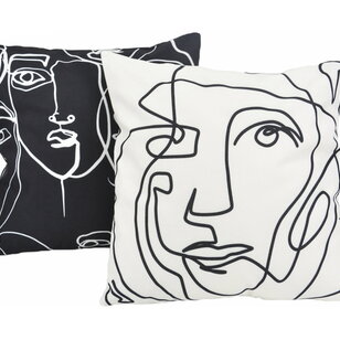 Sierkussen Abstract Face White - Outdoor | 45 x 45 cm | Katoen/Polyester
