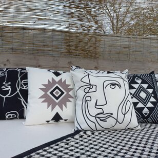 Sierkussen Abstract Face White - Outdoor | 45 x 45 cm | Katoen/Polyester