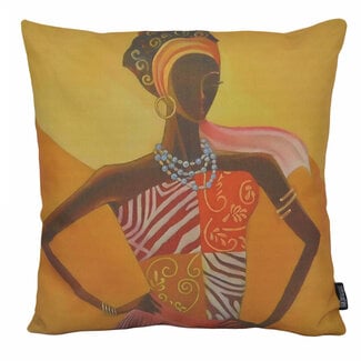 Gek op kussens! Sierkussen African Woman | 45 x 45 cm | Katoen/Linnen