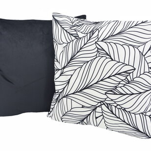 Sierkussen Black & White Leaves | 45 x 45 cm | Katoen/Polyester