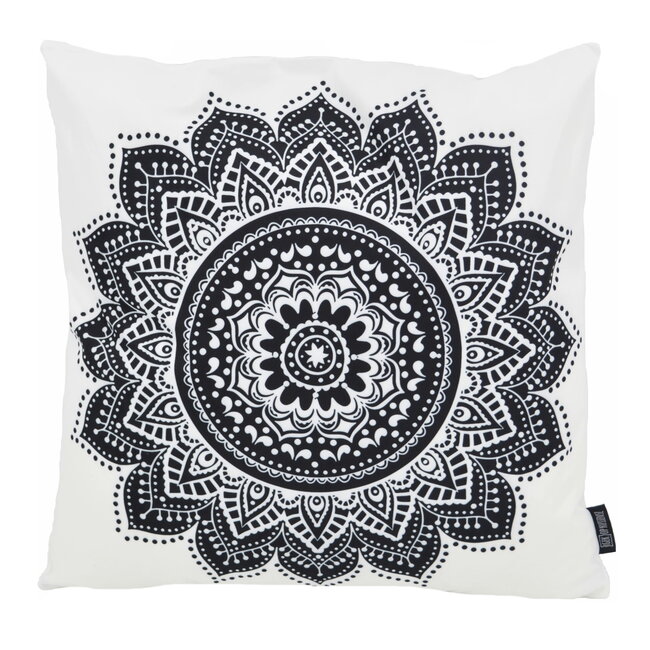 Sierkussen Black Mandala Lotus | 45 x 45 cm | Katoen/Polyester