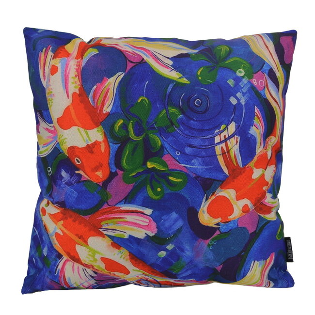 Sierkussen Blue Water Koi | 45 x 45 cm | Katoen/Linnen