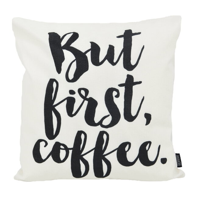Sierkussen But First, Coffee - Outdoor | 45 x 45 cm | Katoen/Polyester