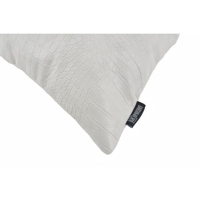 Sierkussen Croco Lichtgrijs | 45 x 45 cm | PU Leder