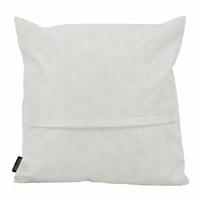 Sierkussen Croco Lichtgrijs | 45 x 45 cm | PU Leder
