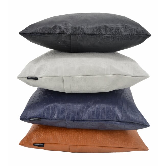 Sierkussen Croco Lichtgrijs | 45 x 45 cm | PU Leder