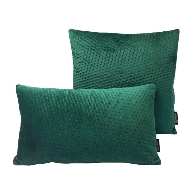 Sierkussen Dark Green Velvet Button Long | 30 x 50 cm | Velvet/Polyester