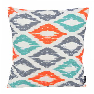 Gek op kussens! Sierkussen Diamond Oranje/Aqua - Outdoor | 45 x 45 cm | Katoen/Polyester