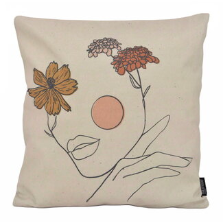 Gek op kussens! Sierkussen Face Flower - Outdoor | 45 x 45 cm | Katoen/Polyester