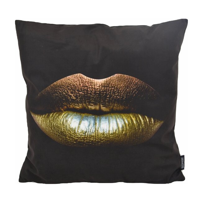 Sierkussen Gold Lips | 45 x 45 cm | Katoen/Polyester