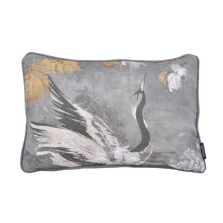 Gek op kussens! Sierkussen Jacquard Velvet Swan Long | 30 x 50 cm | Velvet/Polyester