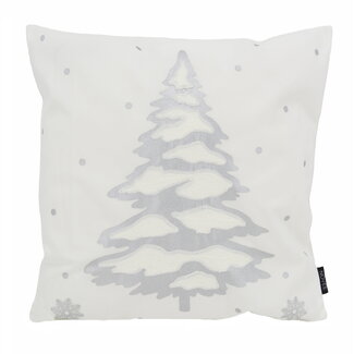 NOVÉE Sierkussen Kerstboom Zilver | 45 x 45 cm | Katoen/Polyester