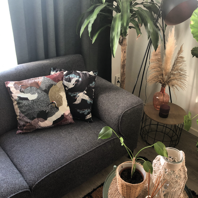 Sierkussen Kraanvogel #2 | 45 x 45 cm | Katoen/Polyester